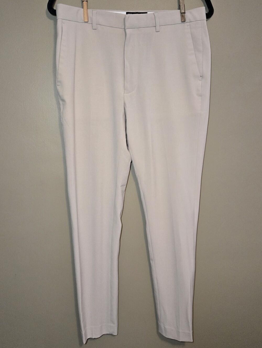 Asos Design Men's Super Skinny Fit Smart Pants Cream/Stone Size 32W 28L Pockets